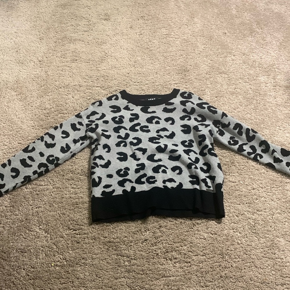 Gray and black cheetah print sweater